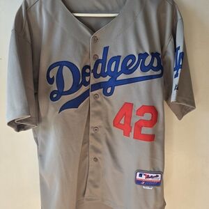 Majestic Authentic Jackie Robinson #42 LA Dodgers Jersey Gray Size 48